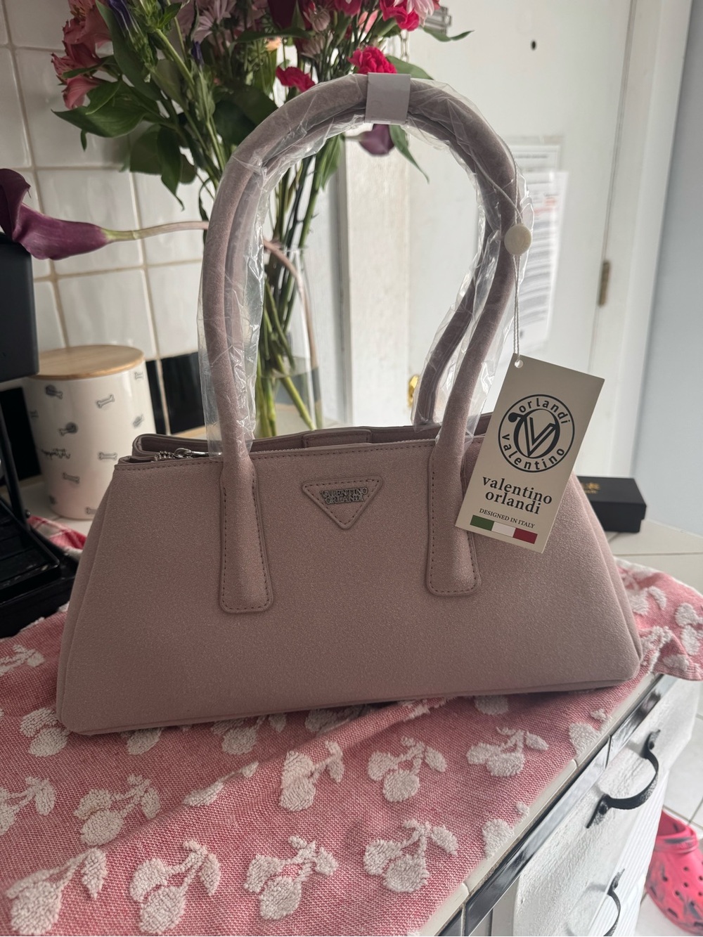 Valentino Orlandi Nelly Handbag Light Pink Structured Top-Handle Satchel